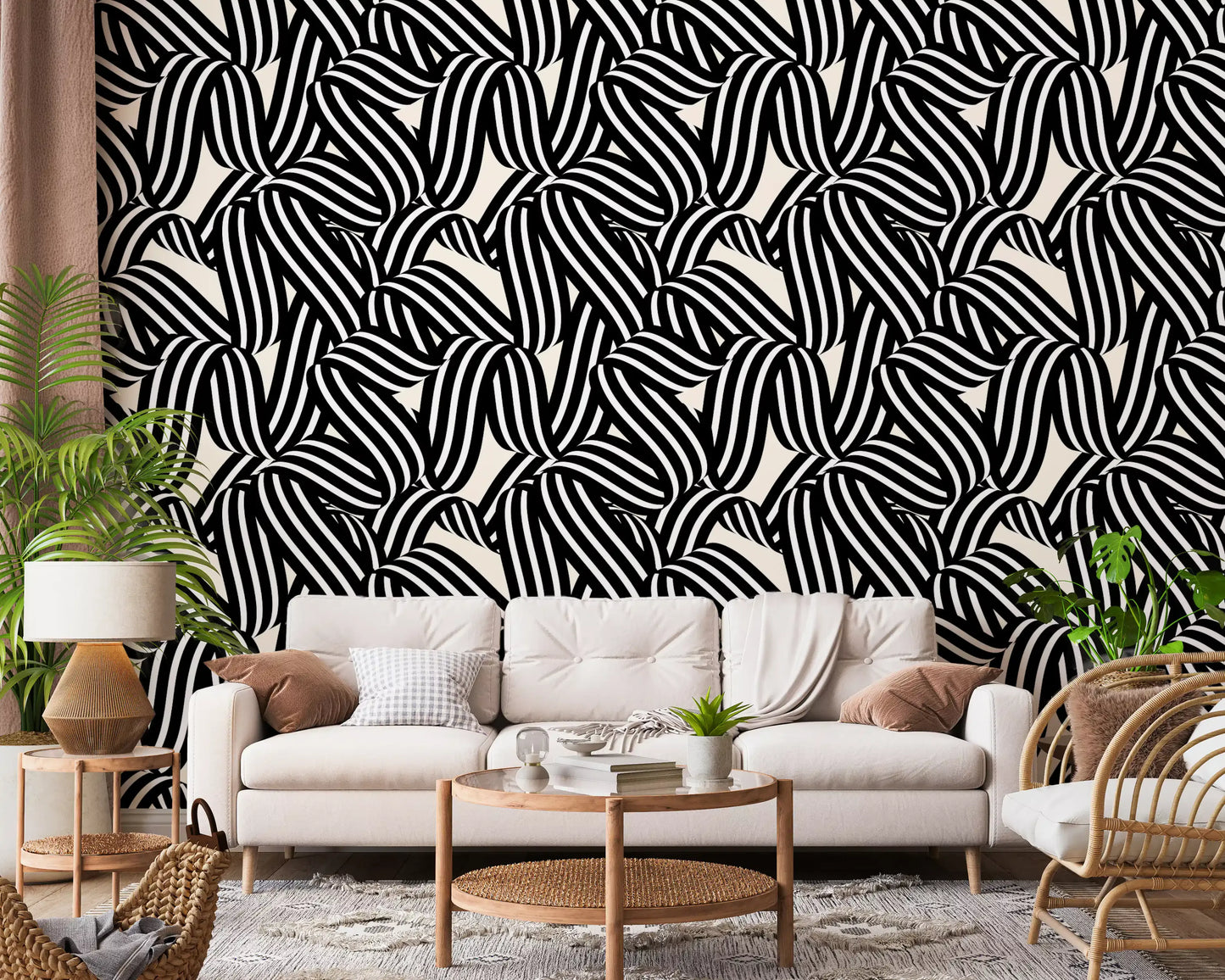 Monochrome Ribbon Flow Wallpaper⁠