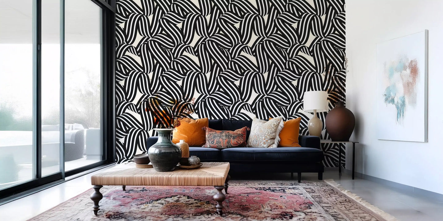 Monochrome Ribbon Flow Wallpaper⁠