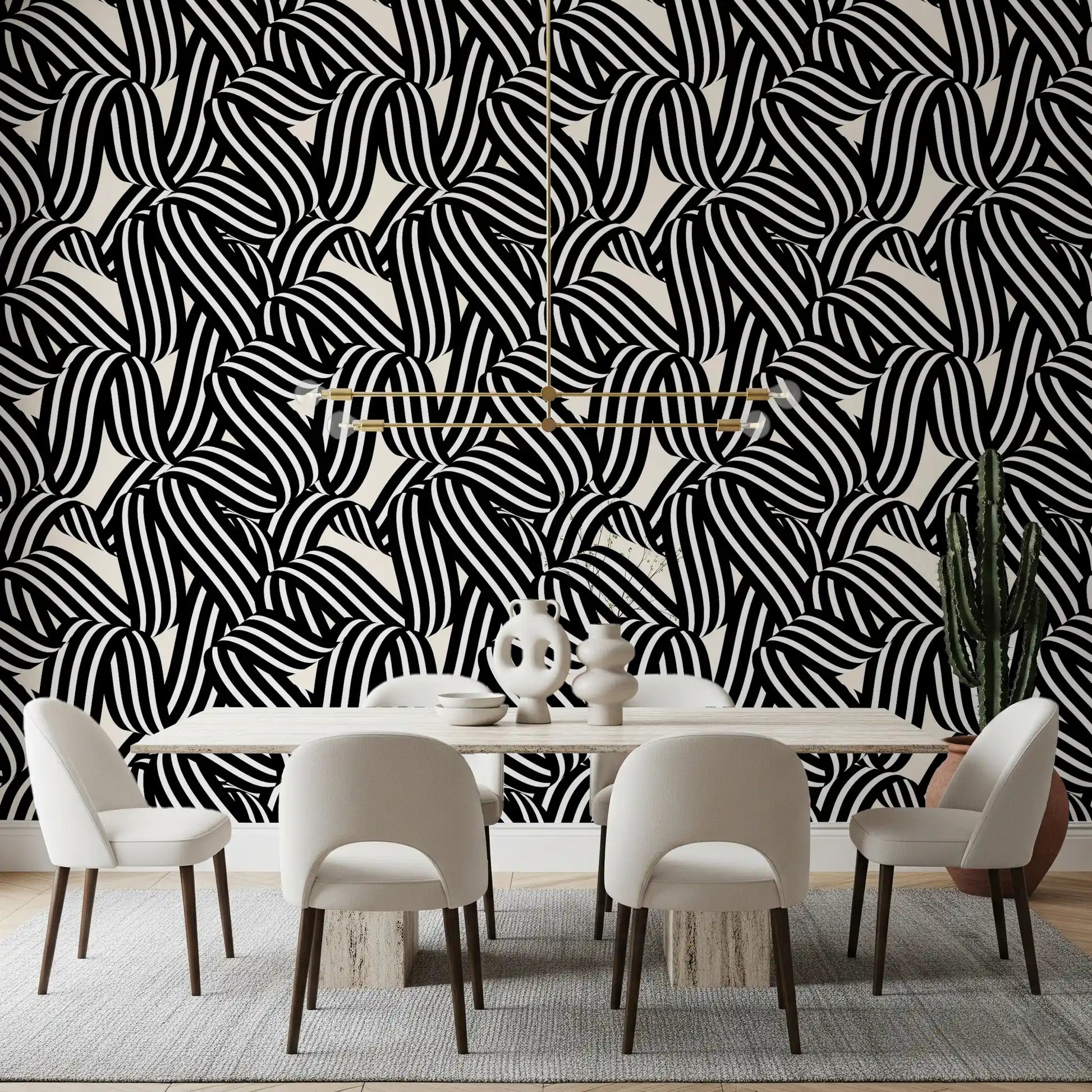 Monochrome Ribbon Flow Wallpaper⁠
