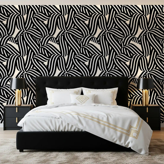 Monochrome Ribbon Flow Wallpaper⁠