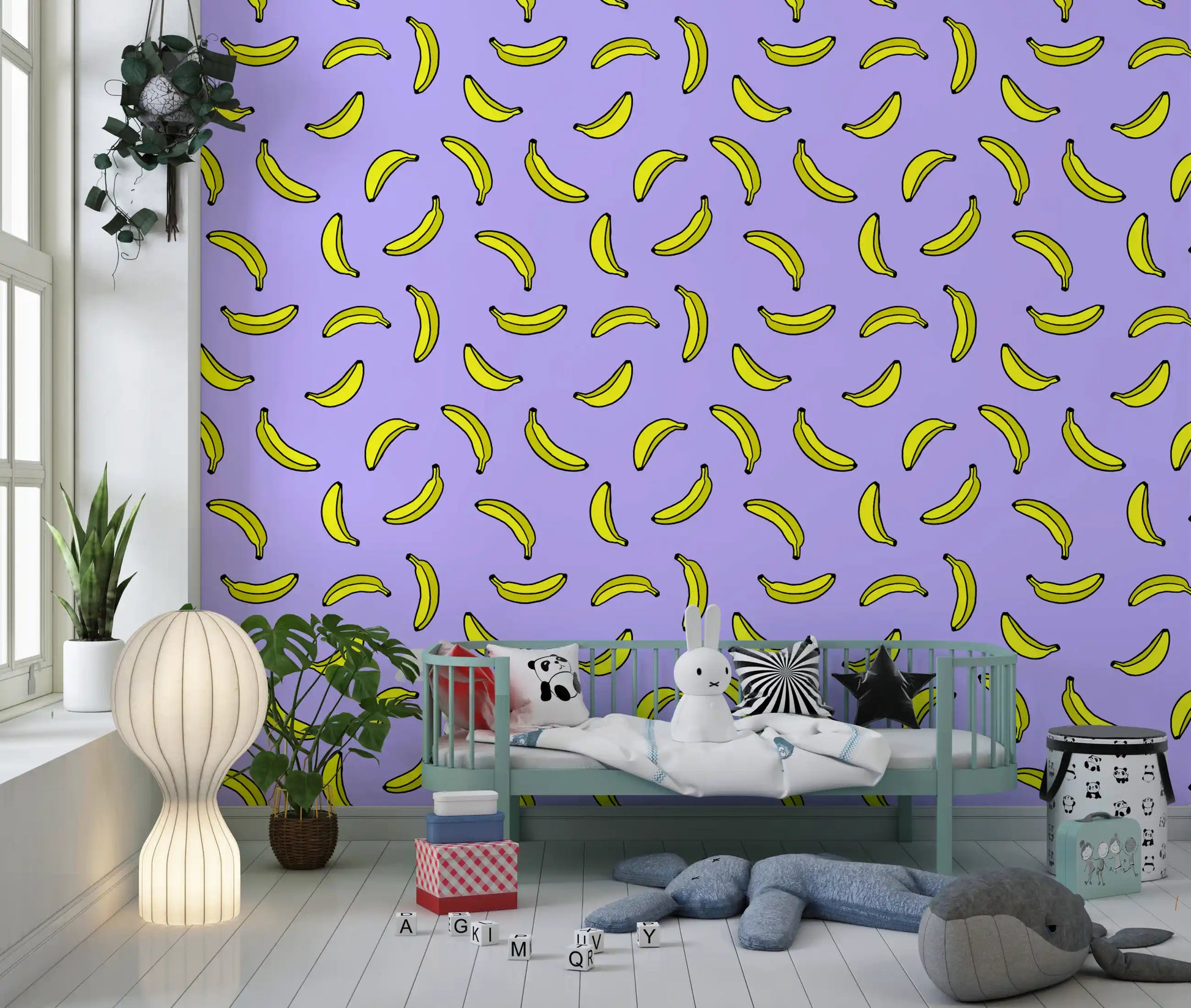 Cheerful Yellow Banana Pop Print Wallpaper⁠