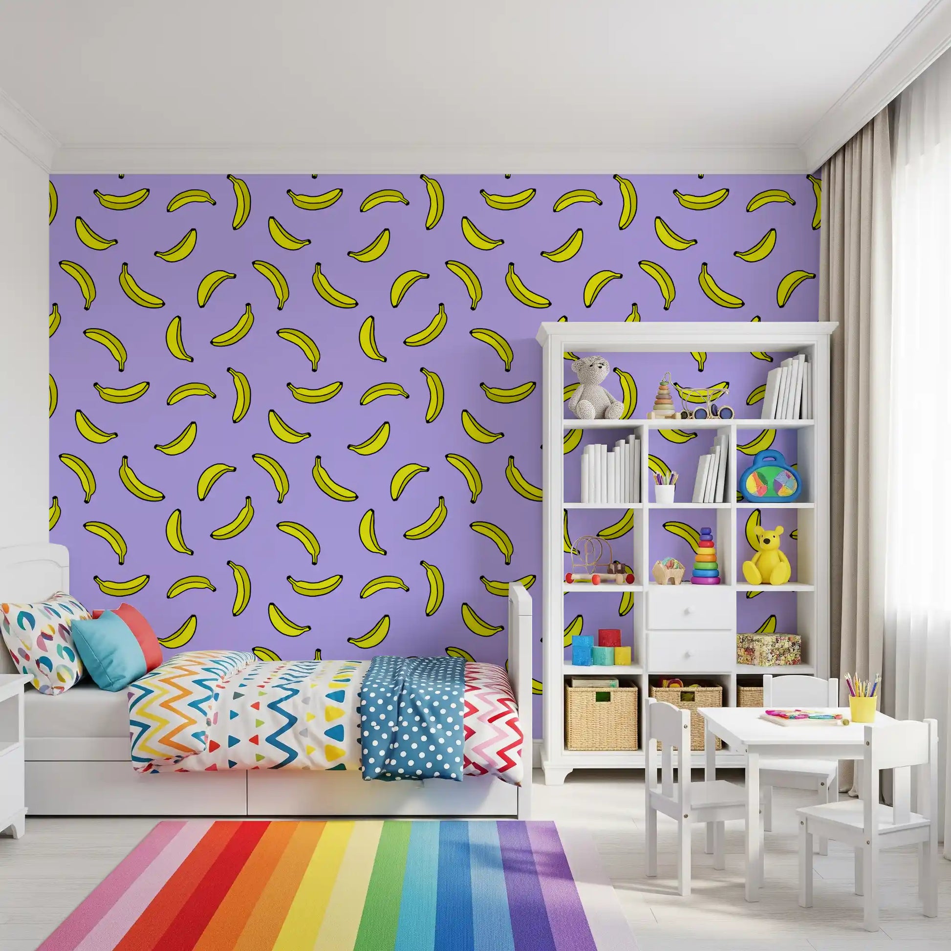 Cheerful Yellow Banana Pop Print Wallpaper⁠