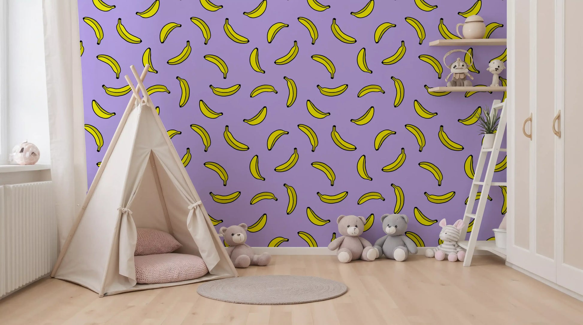 Cheerful Yellow Banana Pop Print Wallpaper⁠