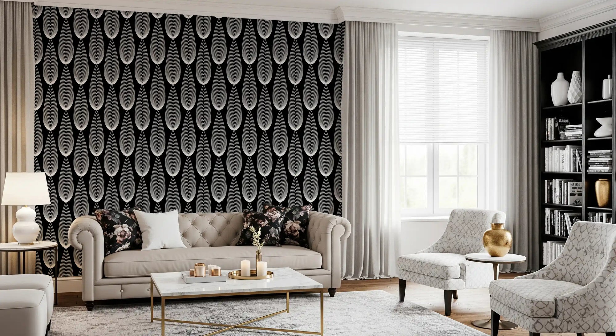 Minimalist Teardrop Linear Pattern Wallpaper⁠