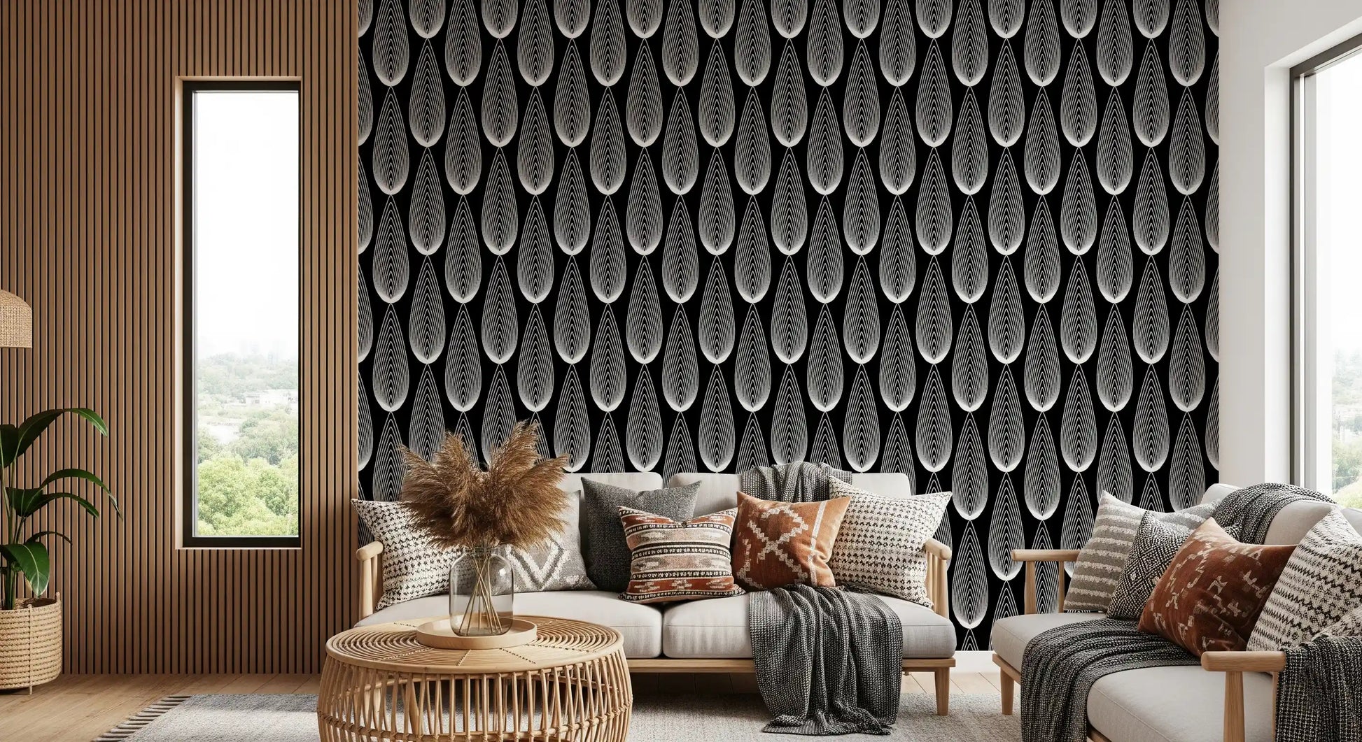 Minimalist Teardrop Linear Pattern Wallpaper⁠