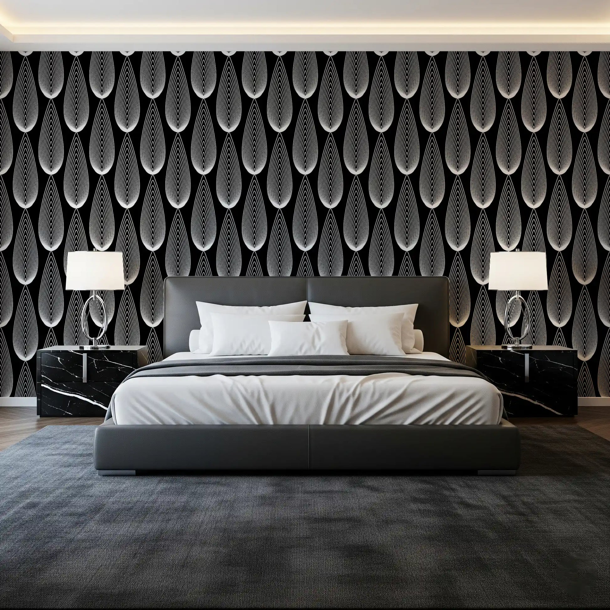 Minimalist Teardrop Linear Pattern Wallpaper⁠