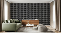 Monochrome Geometric Arc Pattern Wallpaper⁠