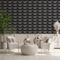 Monochrome Geometric Arc Pattern Wallpaper⁠