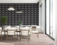 Monochrome Geometric Arc Pattern Wallpaper⁠