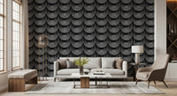 Monochrome Geometric Arc Pattern Wallpaper⁠