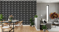 Monochrome Geometric Arc Pattern Wallpaper⁠