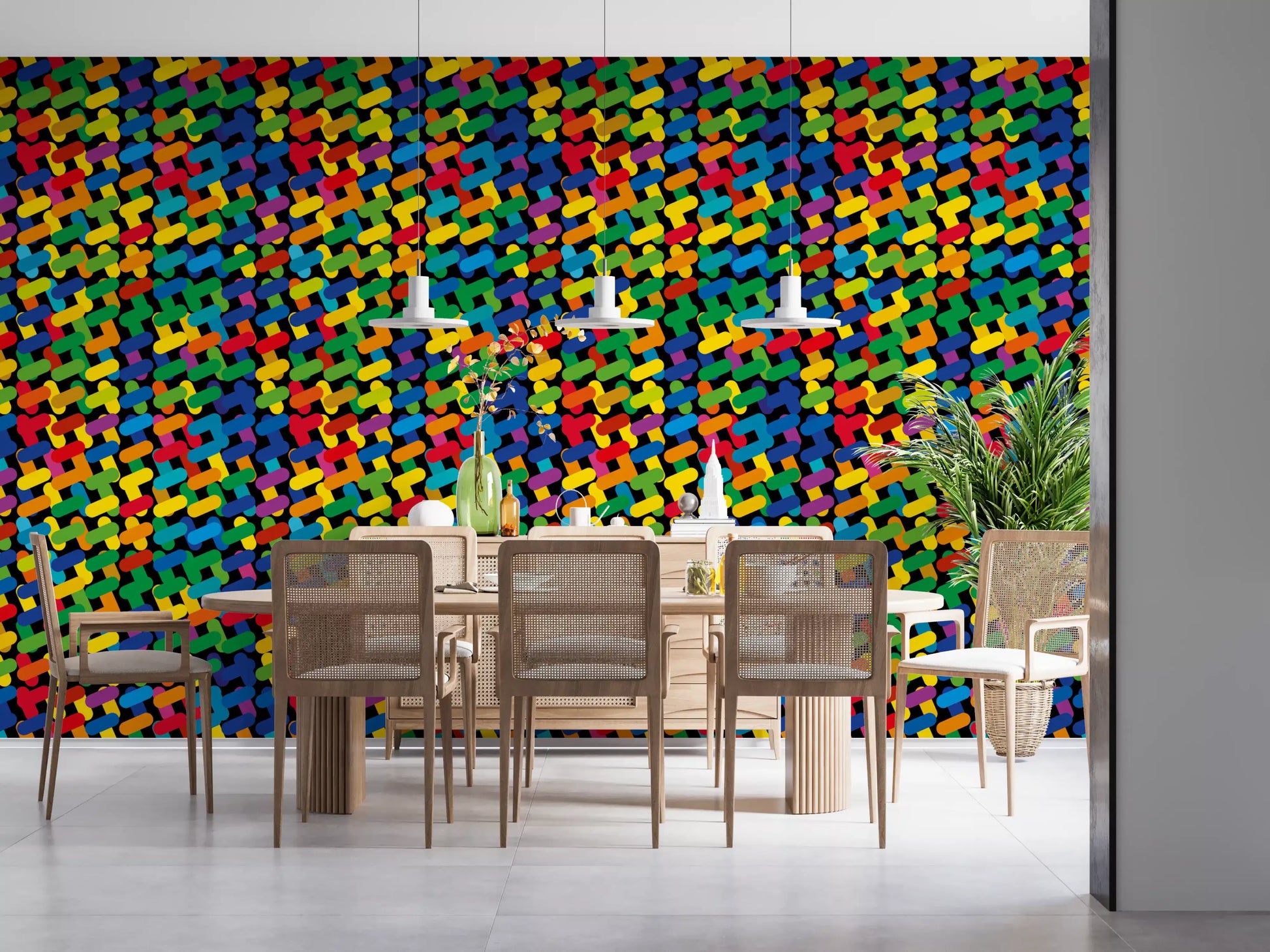 Abstract Colorful Capsule Mosaic Wallpaper⁠