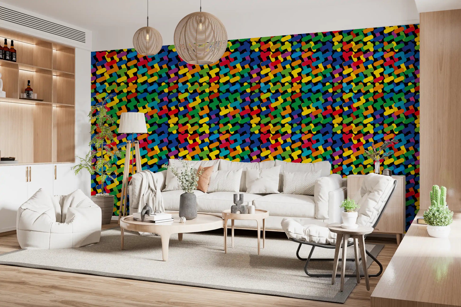 Abstract Colorful Capsule Mosaic Wallpaper⁠