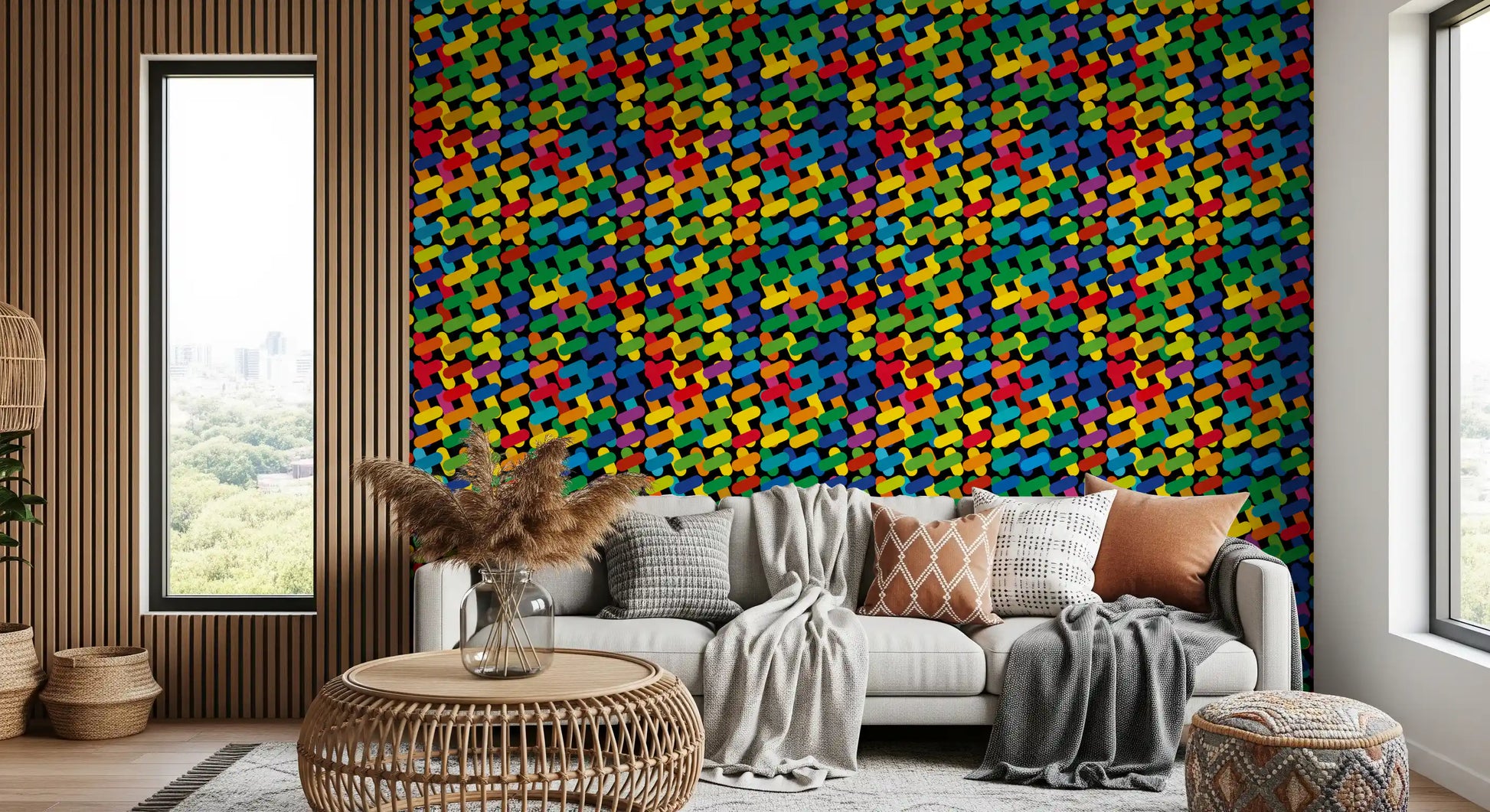 Abstract Colorful Capsule Mosaic Wallpaper⁠