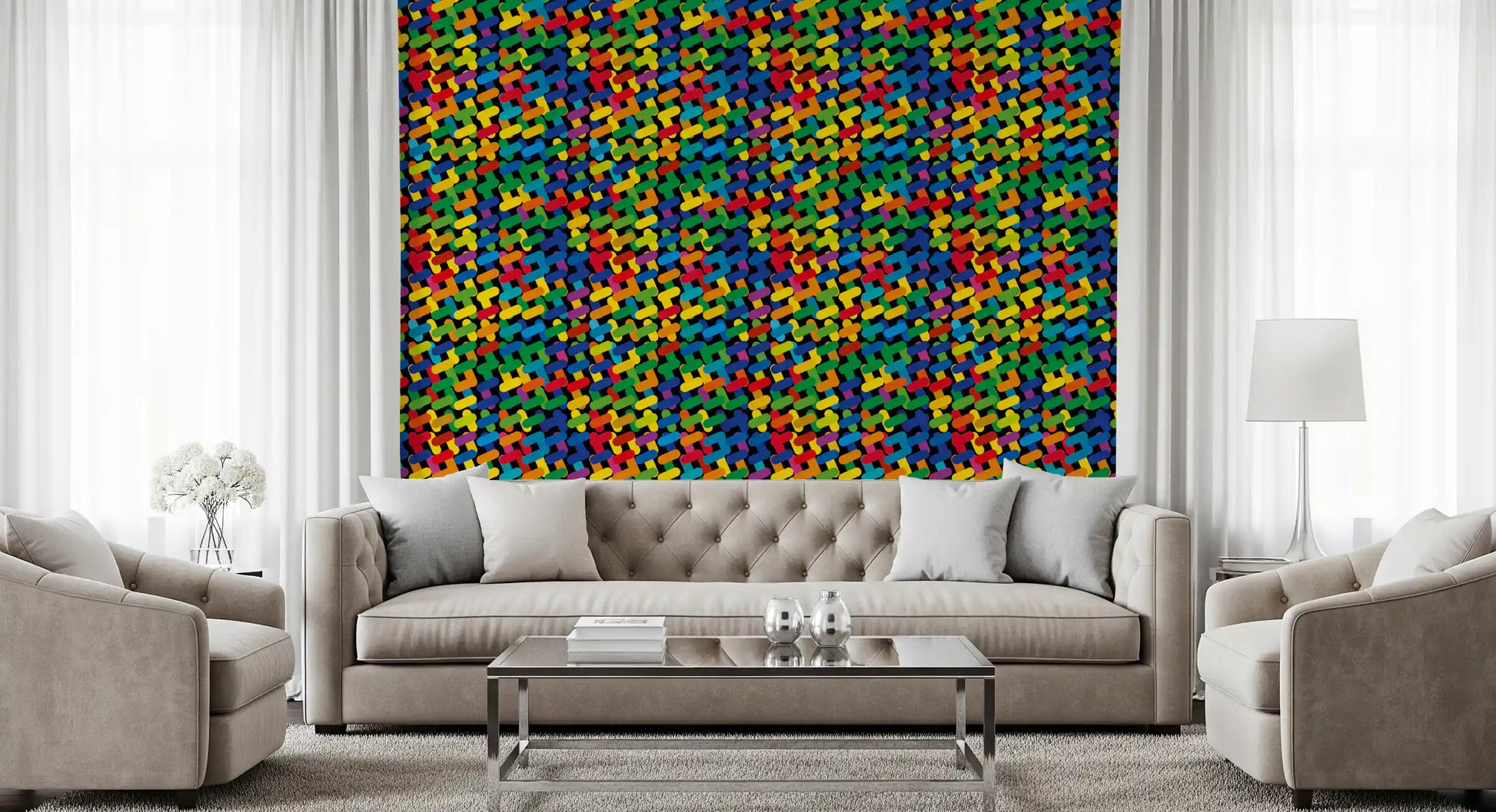 Abstract Colorful Capsule Mosaic Wallpaper⁠