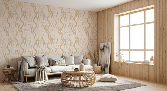 Cream Wavy Brushstroke Strokes Wallpaper⁠
