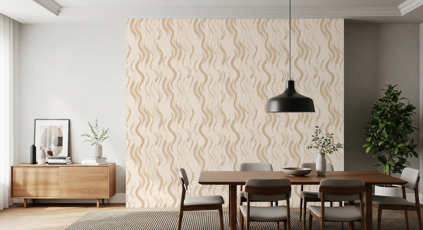 Cream Wavy Brushstroke Strokes Wallpaper⁠
