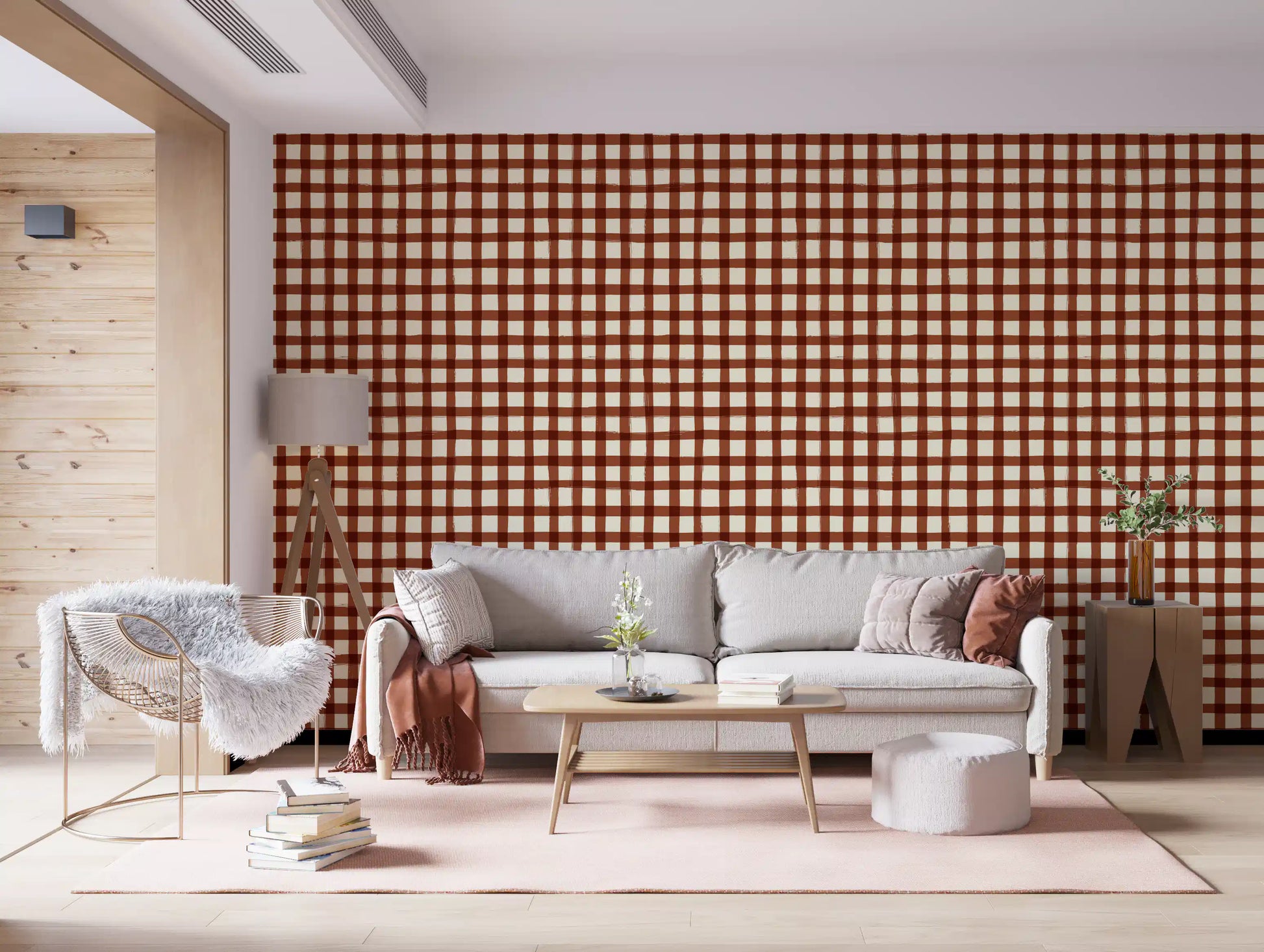 Rustic Brushstroke Check Wallpaper⁠
