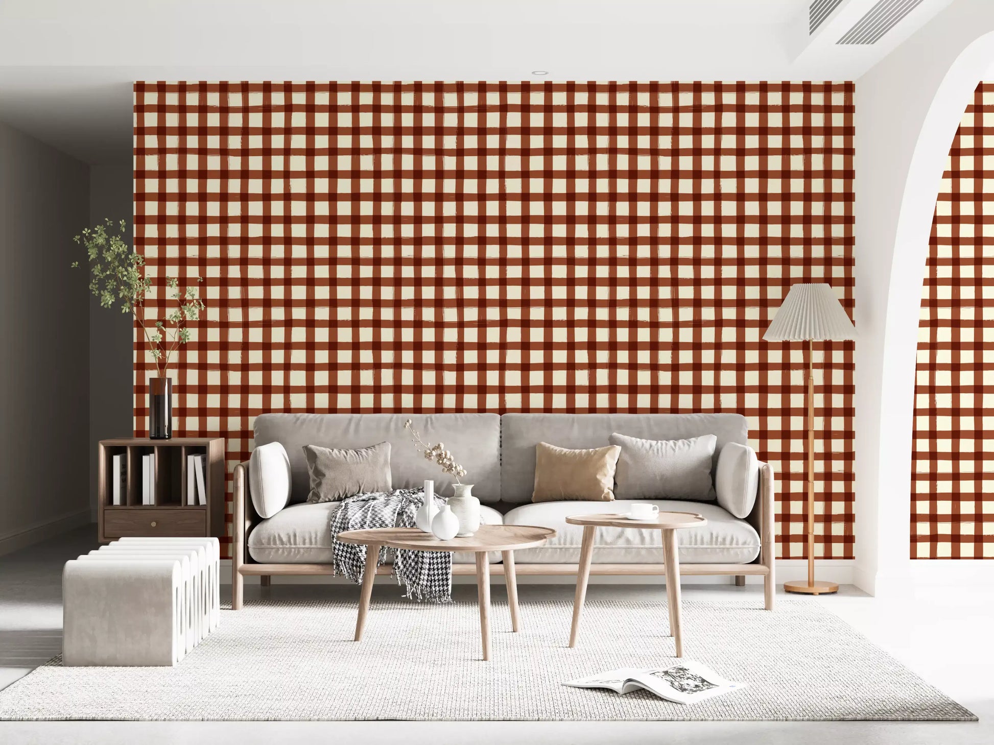 Rustic Brushstroke Check Wallpaper⁠