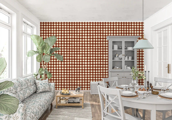 Rustic Brushstroke Check Wallpaper⁠