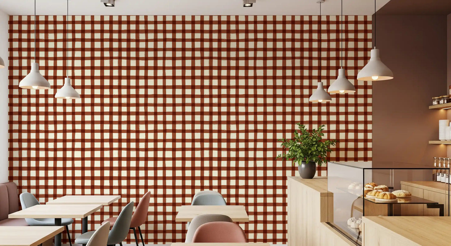 Rustic Brushstroke Check Wallpaper⁠