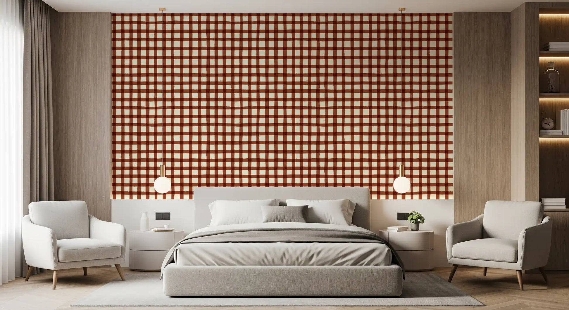 Rustic Brushstroke Check Wallpaper⁠