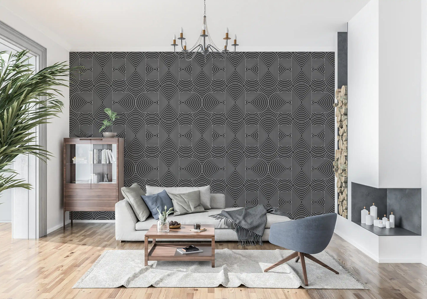 Minimalist Linear Arch Pattern Wallpaper⁠