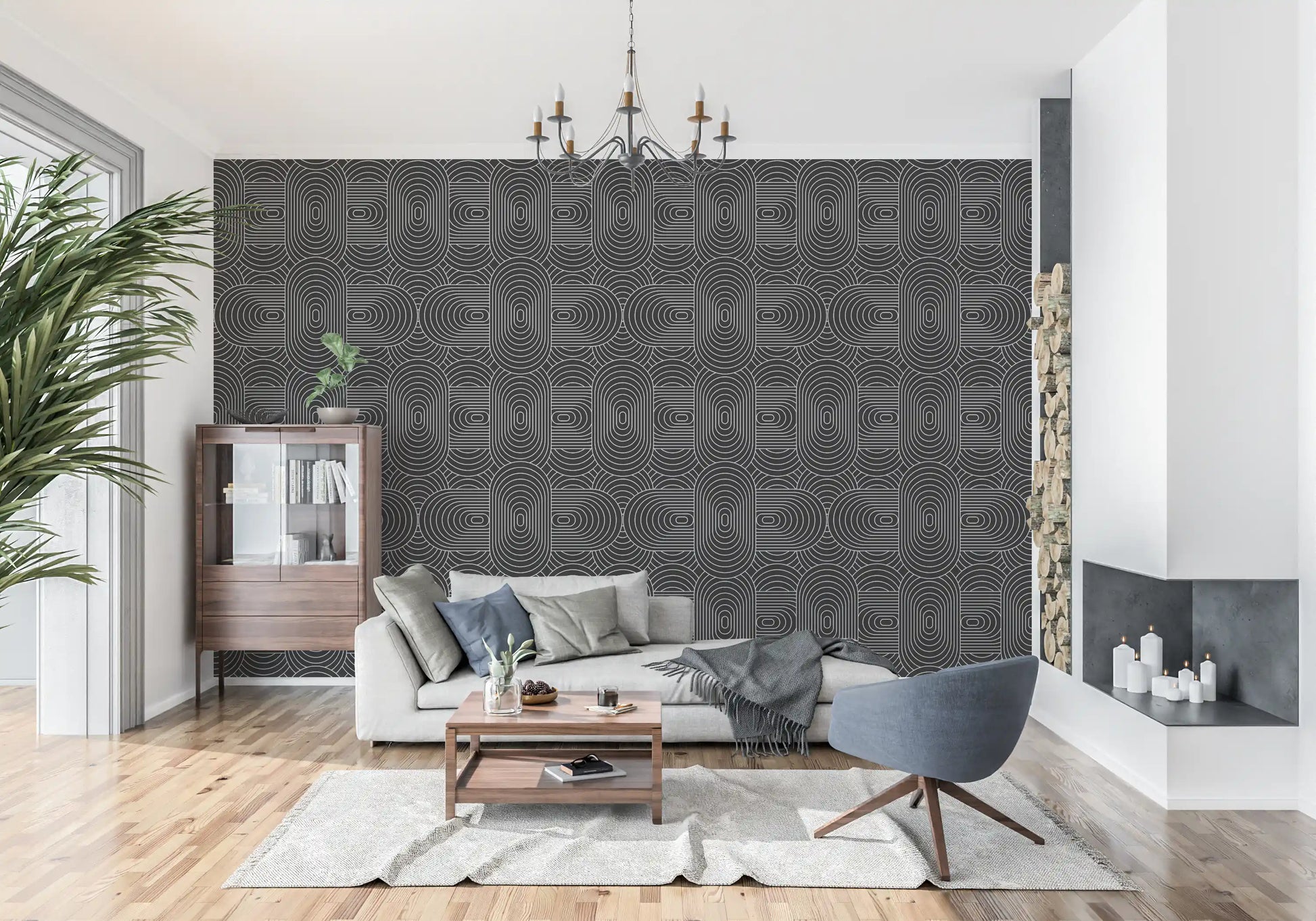 Minimalist Linear Arch Pattern Wallpaper⁠