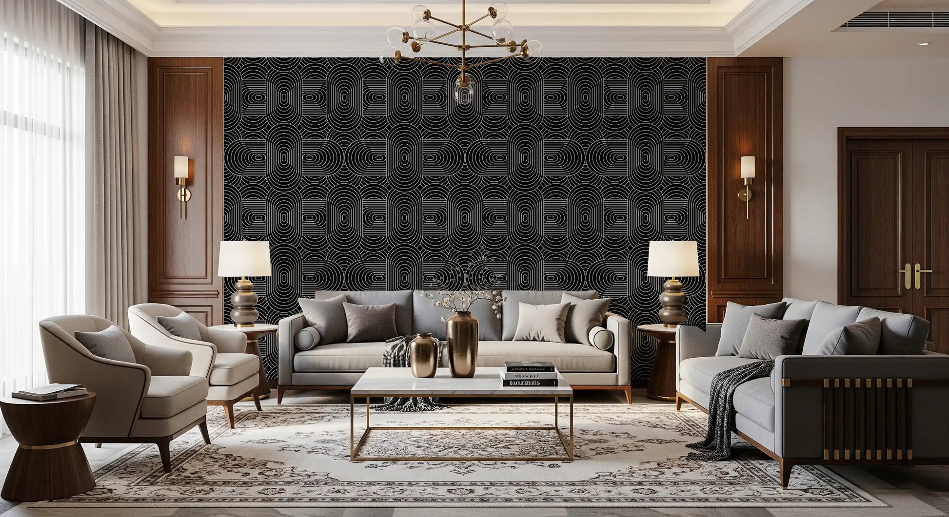 Minimalist Linear Arch Pattern Wallpaper⁠