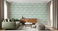 Soft Sage and Pink Wavy Brushstrokes Wallpaper⁠