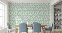 Soft Sage and Pink Wavy Brushstrokes Wallpaper⁠