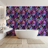 Vibrant Neon Tropical Foliage Wallpaper⁠