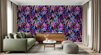 Vibrant Neon Tropical Foliage Wallpaper⁠