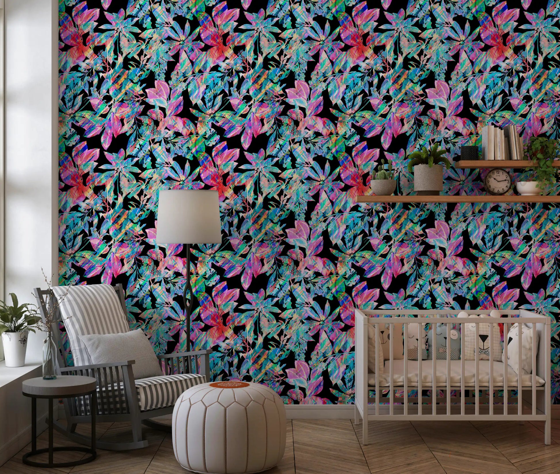 Chromatic Tropical Foliage Wallpaper⁠