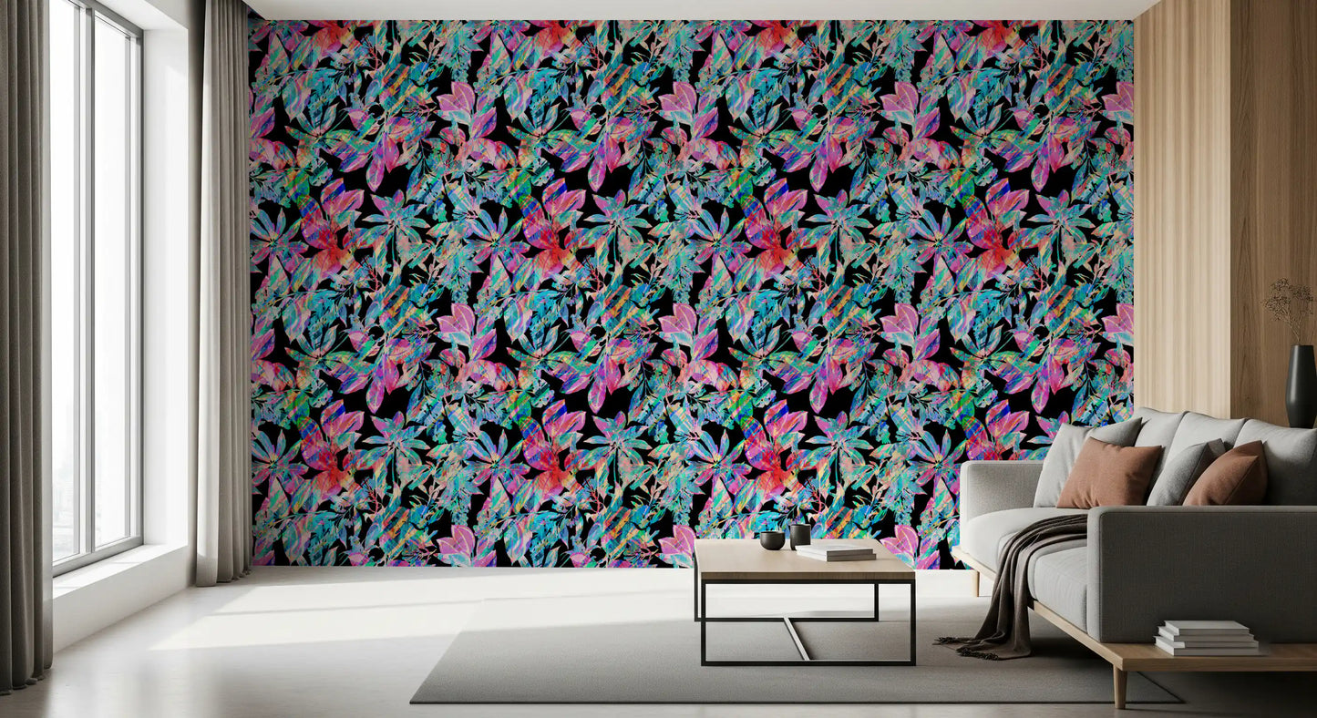 Chromatic Tropical Foliage Wallpaper⁠