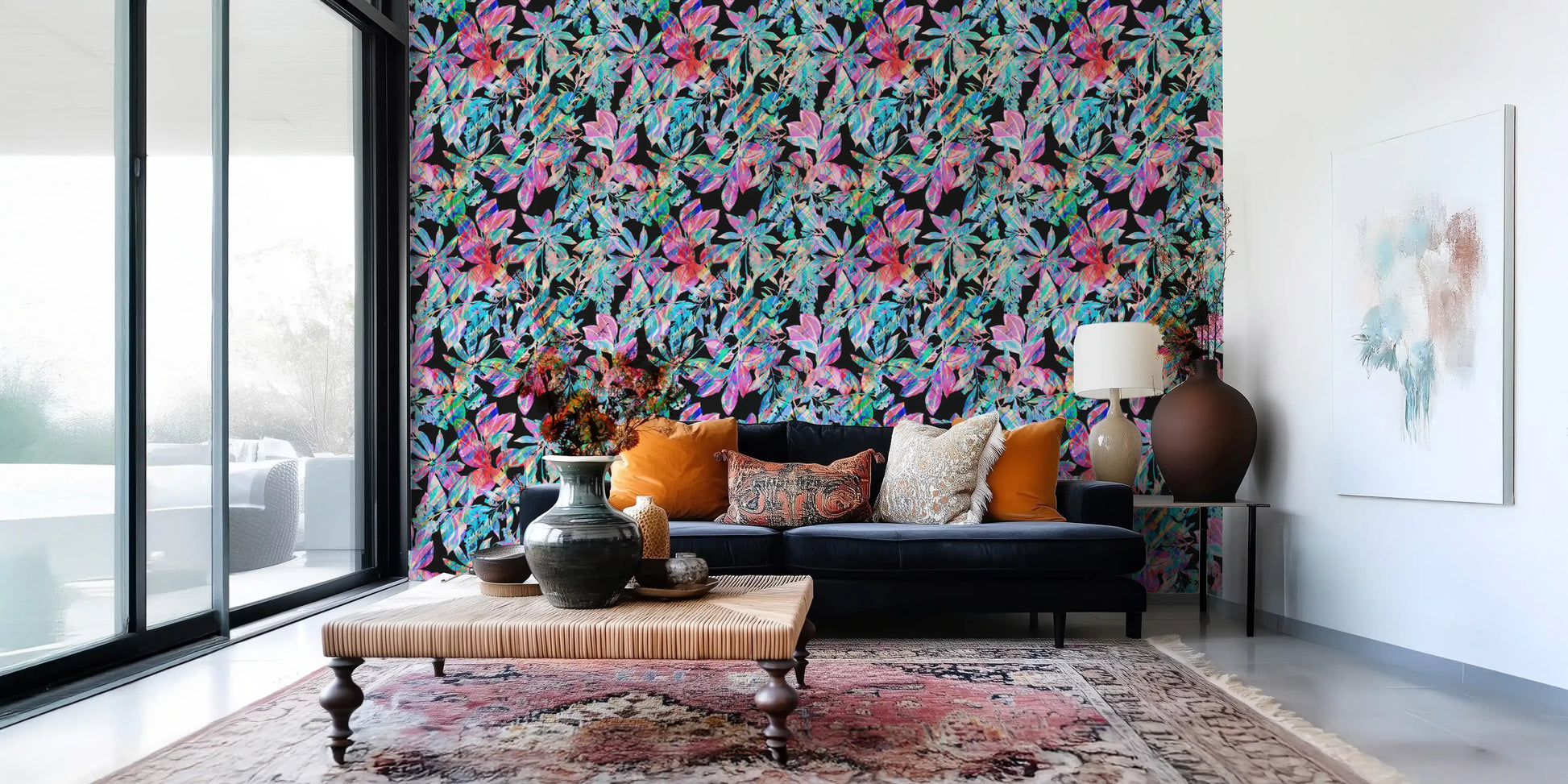 Chromatic Tropical Foliage Wallpaper⁠