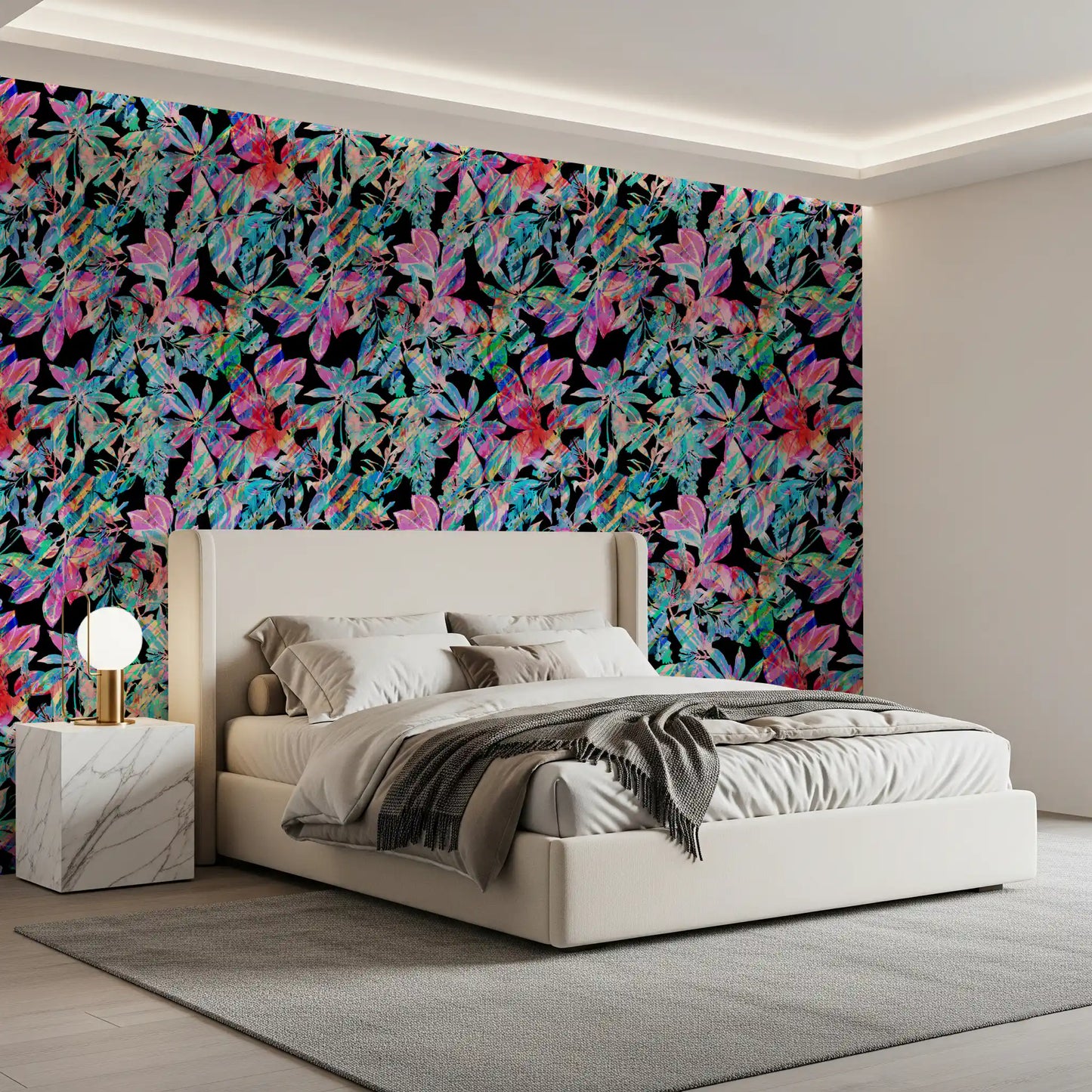 Chromatic Tropical Foliage Wallpaper⁠