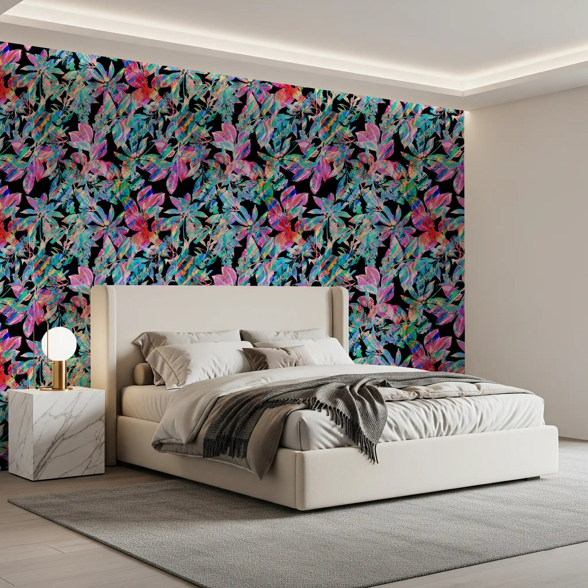 Chromatic Tropical Foliage Wallpaper⁠