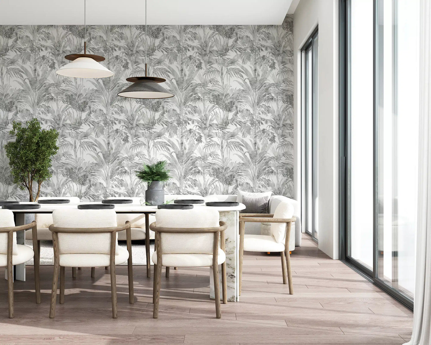 Ethereal Palm Frond Sketch Wallpaper⁠