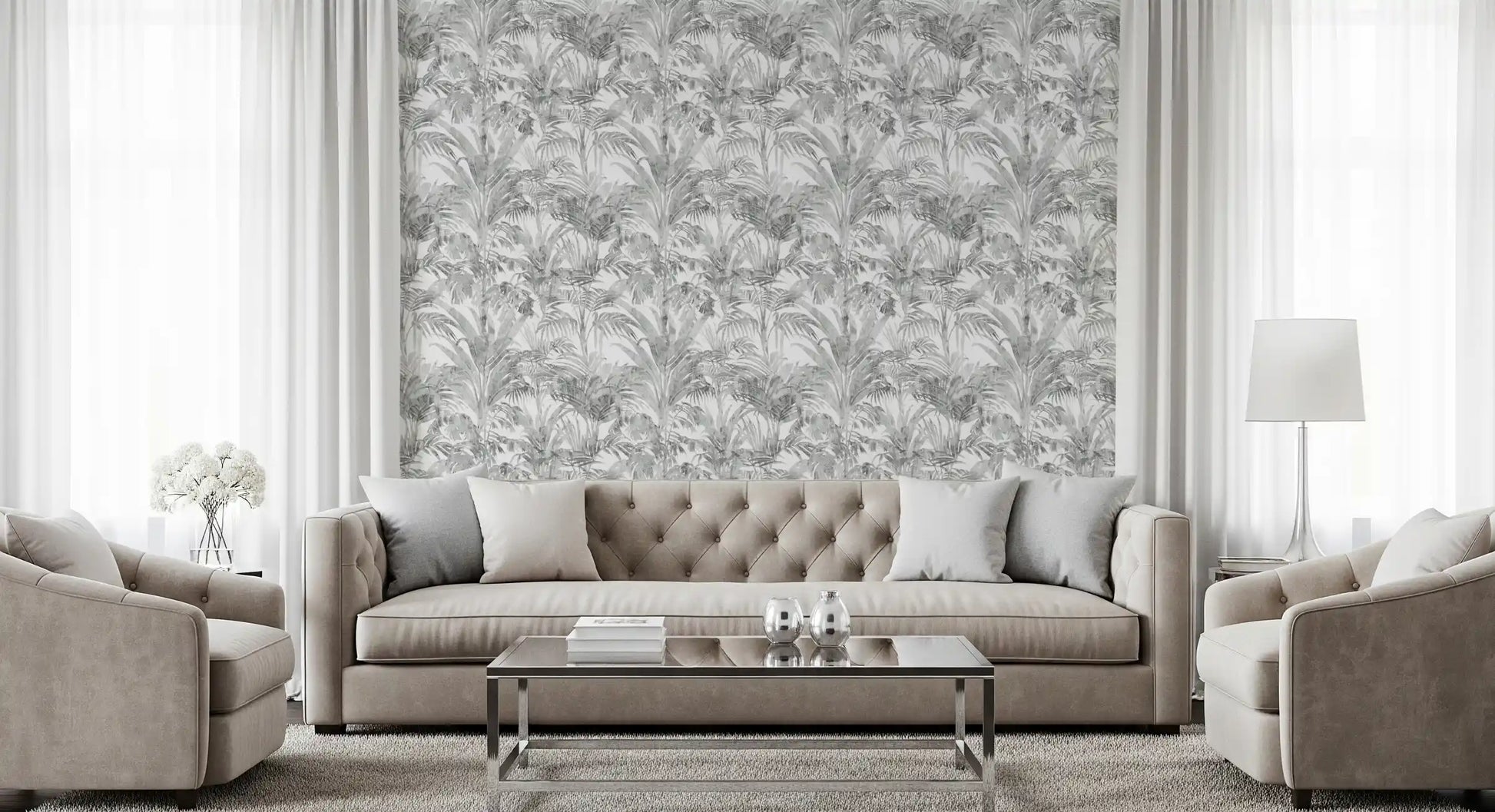 Ethereal Palm Frond Sketch Wallpaper⁠