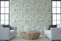 Sage Green Organic Abstract Shapes Wallpaper⁠