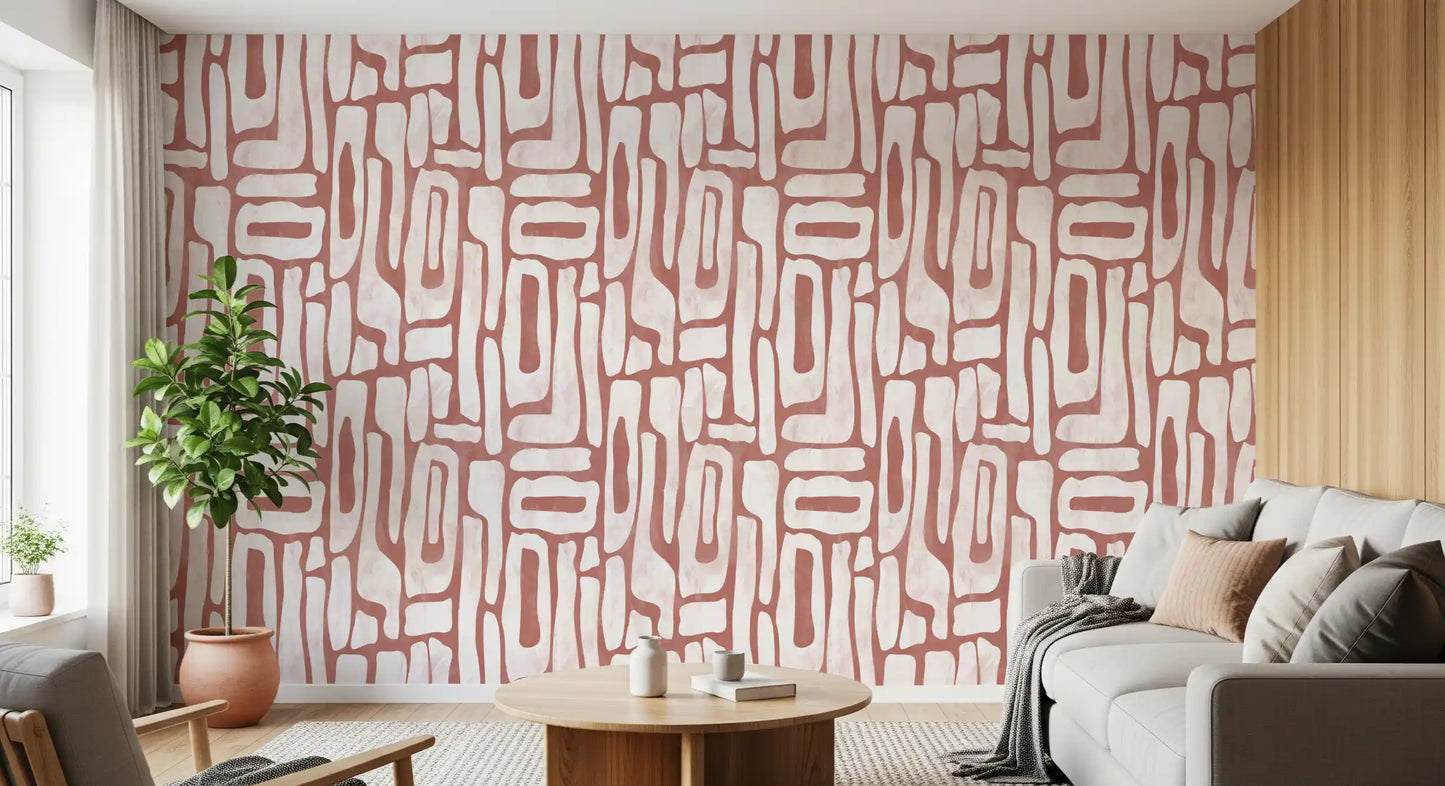 Abstract Terracotta Organic Shapes Wallpaper⁠