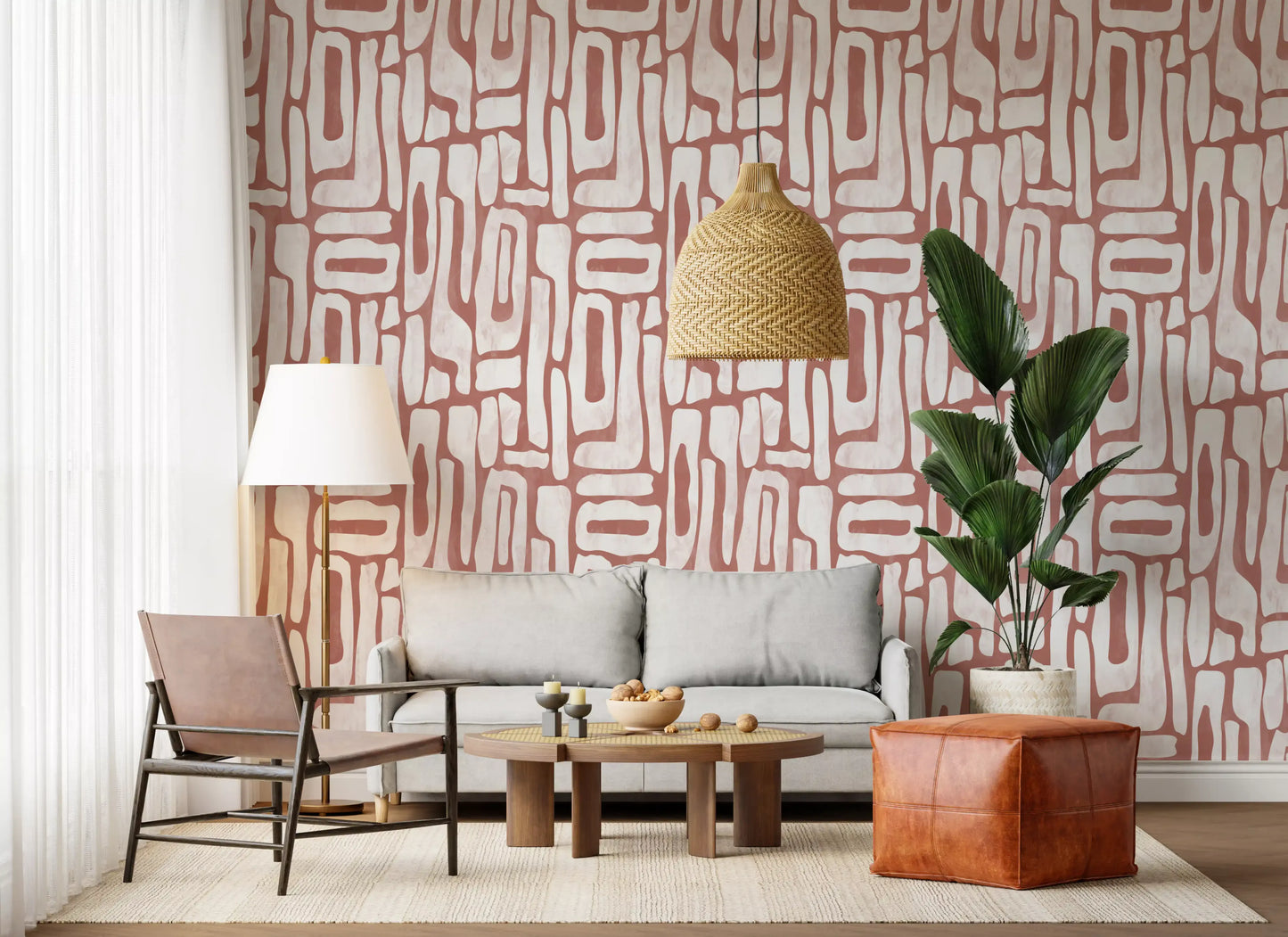 Abstract Terracotta Organic Shapes Wallpaper⁠