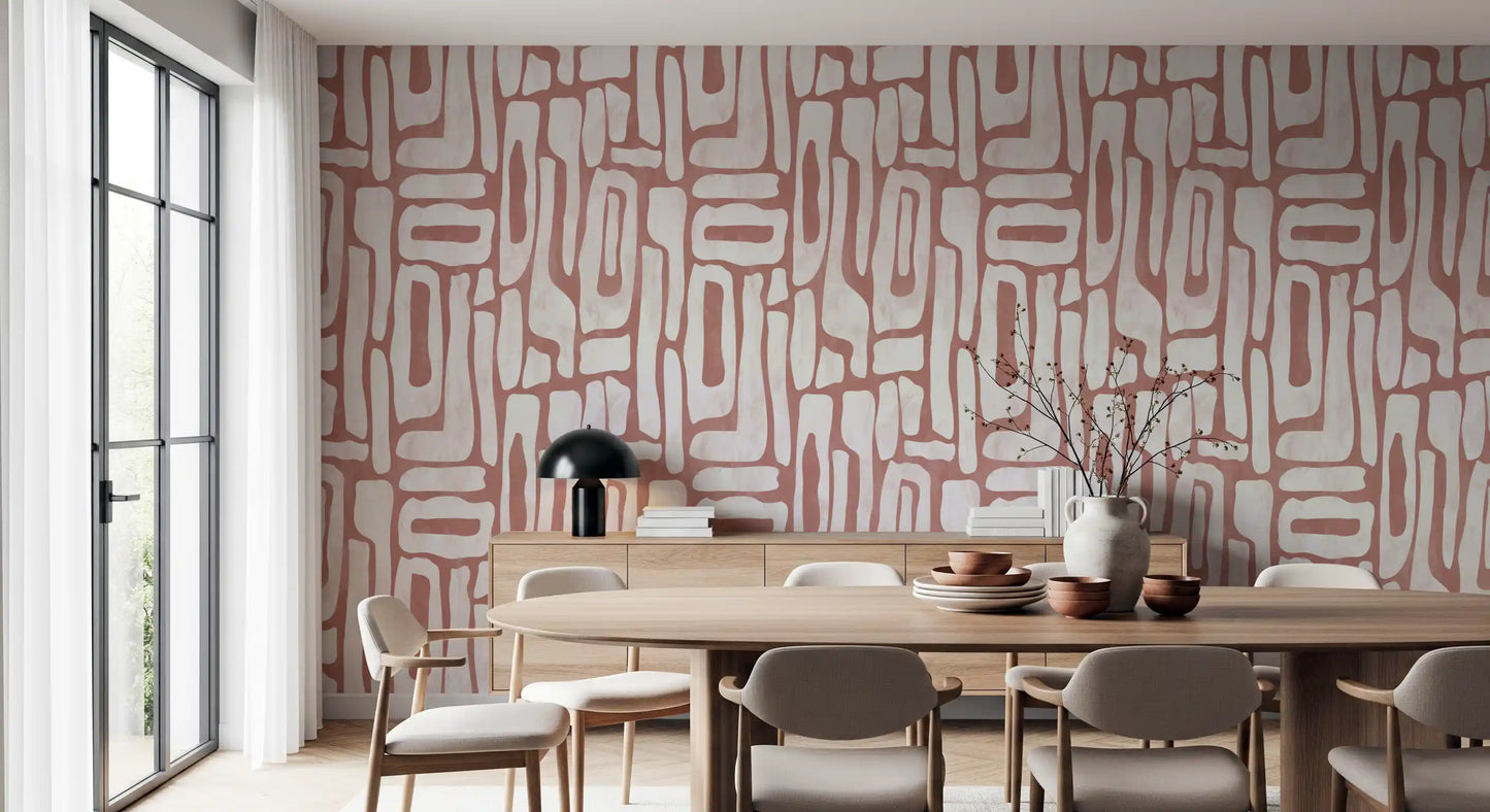 Abstract Terracotta Organic Shapes Wallpaper⁠
