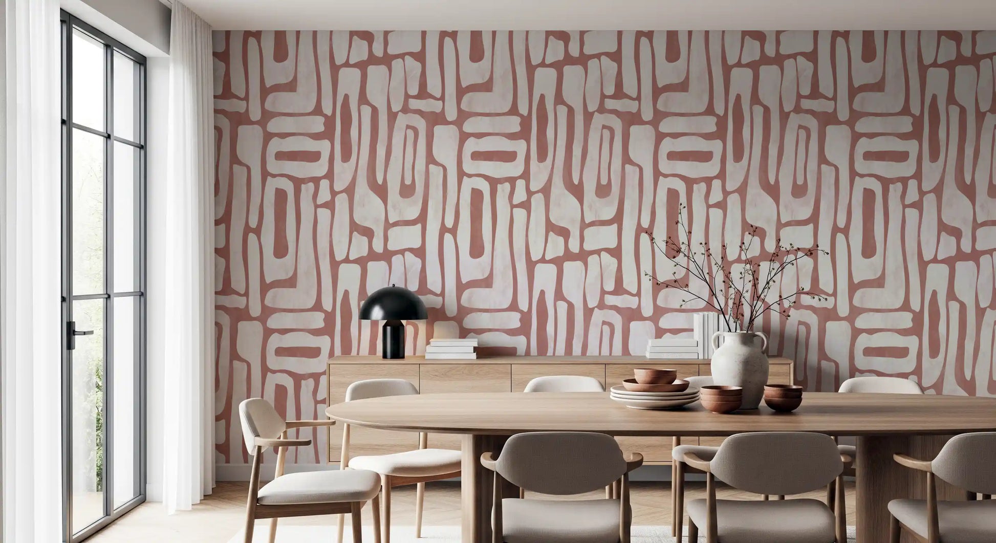 Abstract Terracotta Organic Shapes Wallpaper⁠