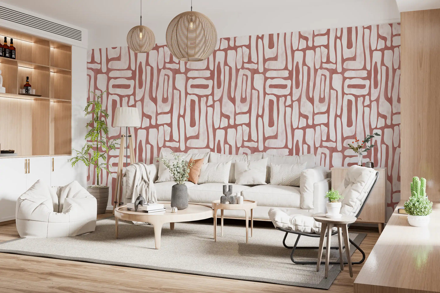 Abstract Terracotta Organic Shapes Wallpaper⁠