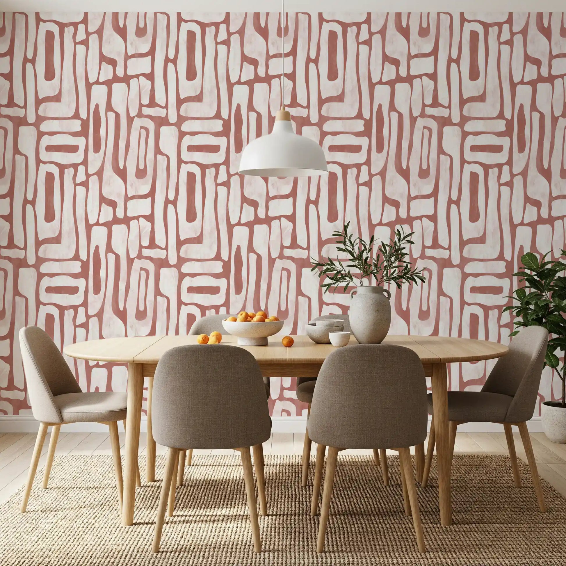 Abstract Terracotta Organic Shapes Wallpaper⁠