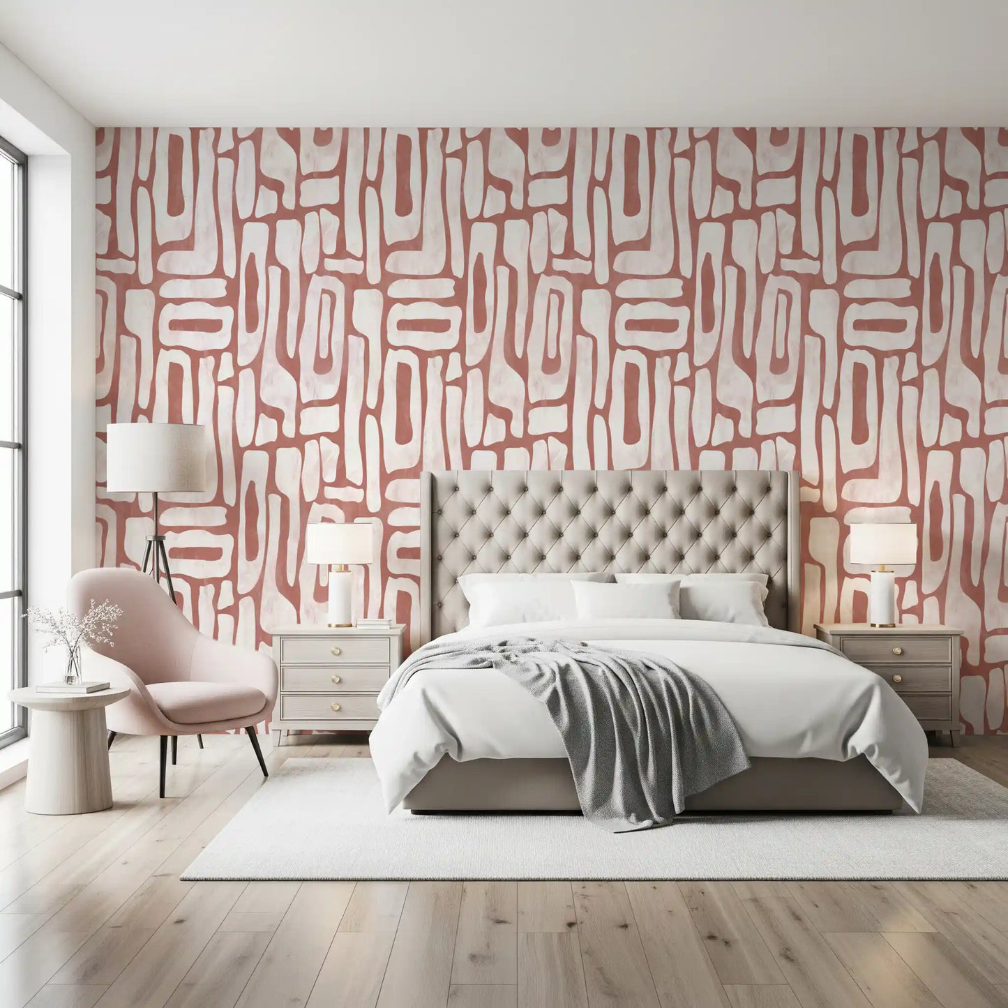 Abstract Terracotta Organic Shapes Wallpaper⁠