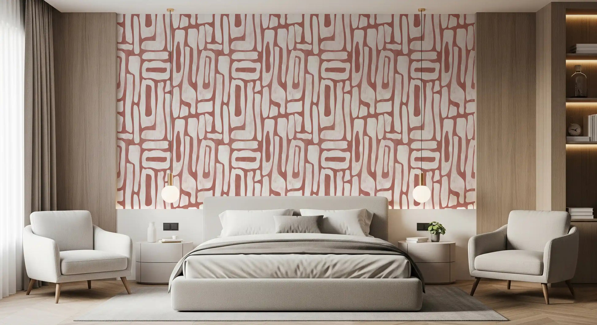 Abstract Terracotta Organic Shapes Wallpaper⁠