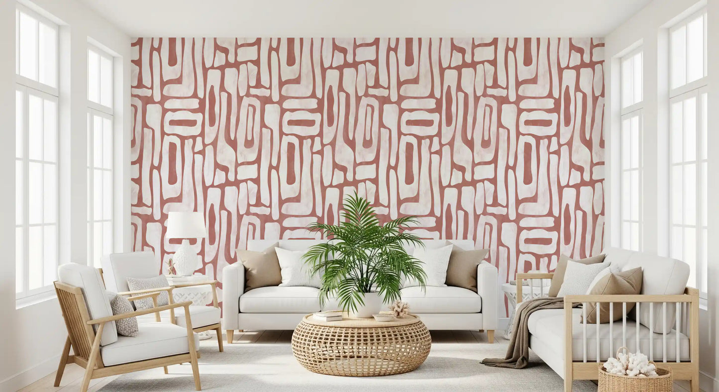Abstract Terracotta Organic Shapes Wallpaper⁠